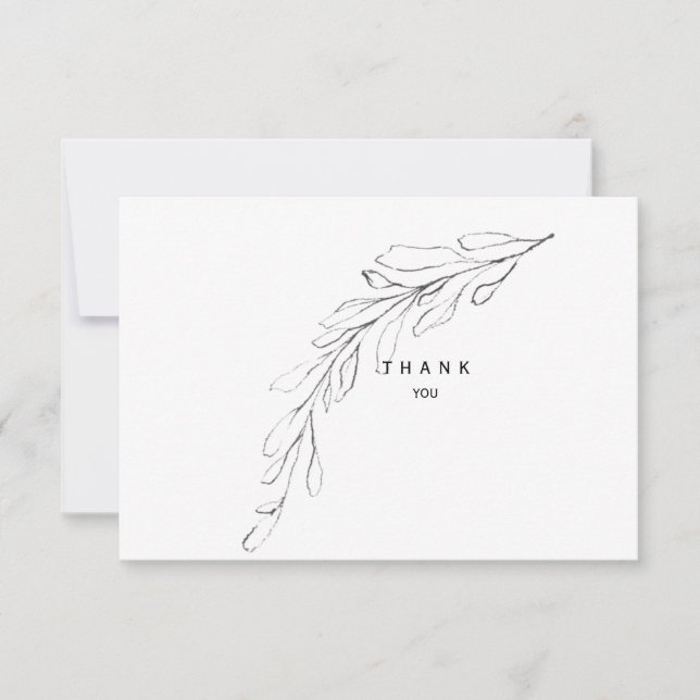 Cartão De Agradecimento Caule de Folhagem Simples Obrigado por Funeral Nom (Frente)