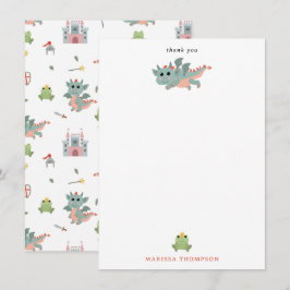 Cartão De Agradecimento Cavaleiros de Dragões Castelo Medieval de Contos d