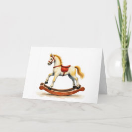 Cartão De Agradecimento Cavalo de Balanço de Aquarela de Feriado
