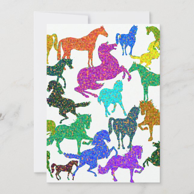 Cartão De Agradecimento Cavalos Arco-Íris - "Dotty sobre Cavalos!" (Frente)