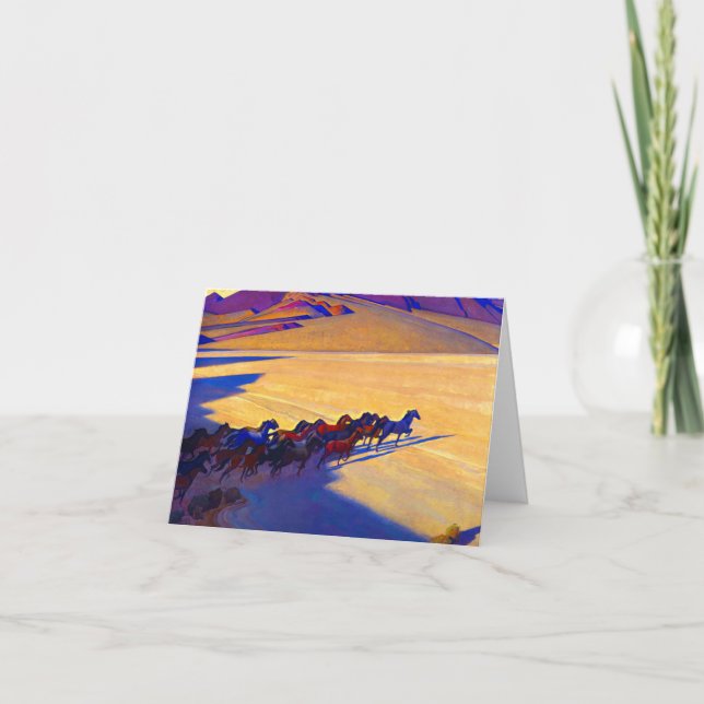 Cartão De Agradecimento Cavalos selvagens de Nevada, 1927, por Maynard Dix (Frente)