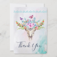 Caveira Animal Boho com Borboletas e Flores