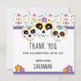 Cartão De Agradecimento Caveira de Açúcar Dia de La Morte Aniversário de H