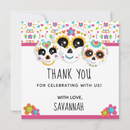 Cartão De Agradecimento Caveira de Açúcar Dia de La Morte Aniversário de H