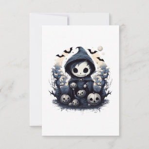 Cartão De Agradecimento Ceifador Chibi Encapuzado Halloween - Fã do Dark W