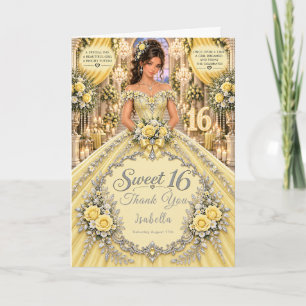 Cartão De Agradecimento Celebração Amarela Sweet 16