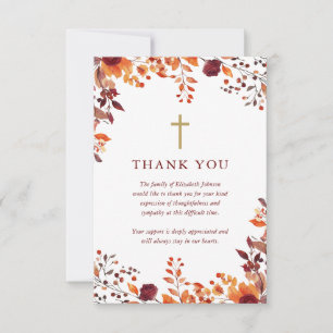 Cartão De Agradecimento Celebração Cristã de Outono da Flor da Vida Funera