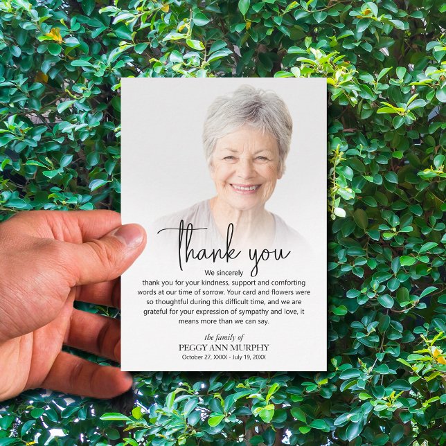 Cartão De Agradecimento Celebração da Foto da Vida (Celebration of Life Photo Thank You Cards)