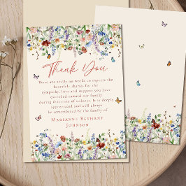 Cartão De Agradecimento Celebração da Vida em Memorial de Flores Selvagens