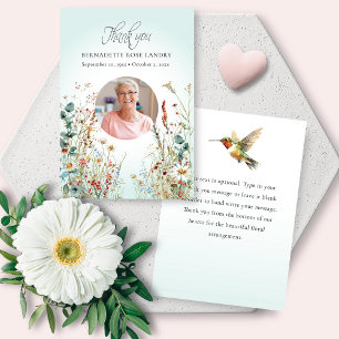 Cartão De Agradecimento Celebração da Vida Flores Silvestres Beija-flor Ag
