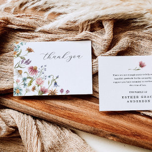 Cartão De Agradecimento Celebração da Vida Funeral de Flores Silvestres Ag