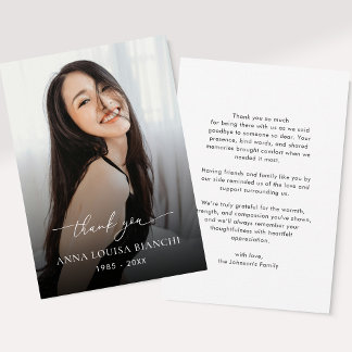 Cartão De Agradecimento Celebração da Vida pelo Funeral do Serviço Memoria