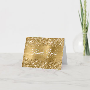 Cartão De Agradecimento Celebração de 80 Anos de Glitter Gold Foil
