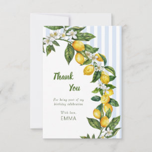 Cartão De Agradecimento Celebração de Aniversário em Aquarela de Limão Ita