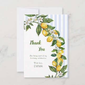 Cartão De Agradecimento Celebração de Aniversário em Aquarela de Limão Ita