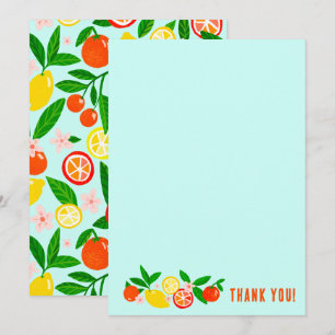 Cartão De Agradecimento Celebração de Citros Cor Personalizada Nota Colori
