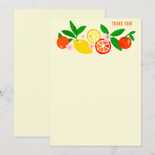 Cartão De Agradecimento Celebração de Citros Cor Personalizada Nota Colori