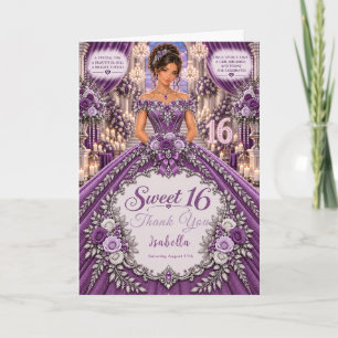 Cartão De Agradecimento Celebração do Sweet 16 Roxo