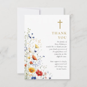 Cartão De Agradecimento Celebração Floral Cristã da Vida Funeral