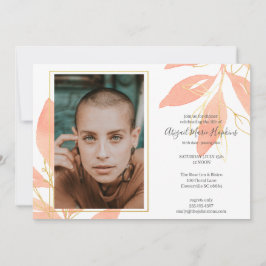 Cartão De Agradecimento Celebração floral do pêssego Dourado do funeral da