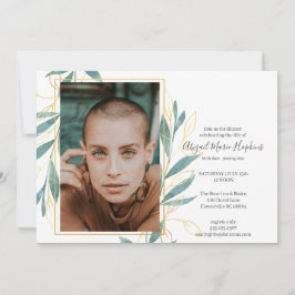 Cartão De Agradecimento Celebração floral verde Dourado do funeral da vida