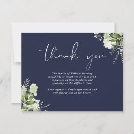 Cartão De Agradecimento Celebração Funerária De Vida Verde Azul-Navy