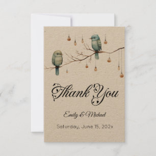 Cartão De Agradecimento Celebração Rustic Woodland Love Birds