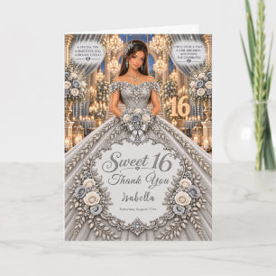 Cartão De Agradecimento Celebração Silver Sweet 16