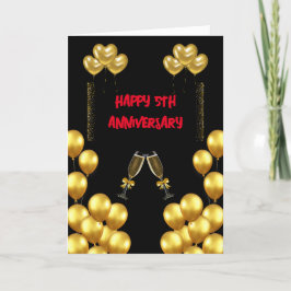 Cartão De Agradecimento Celebrando 5 de Casamento Aniversário Amor e Alegr