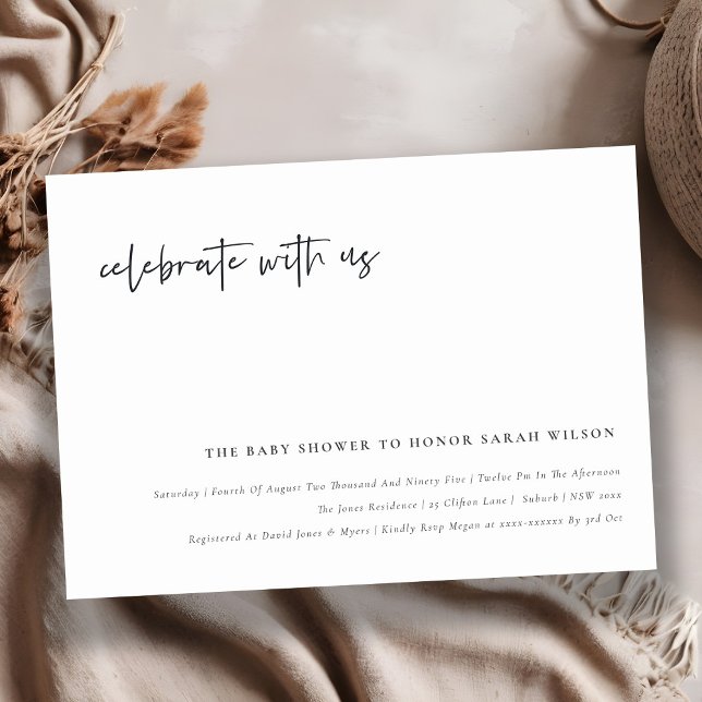 Cartão De Agradecimento Celebrar Convidado De Chá de fraldas De Caligrafia (Criador carregado)