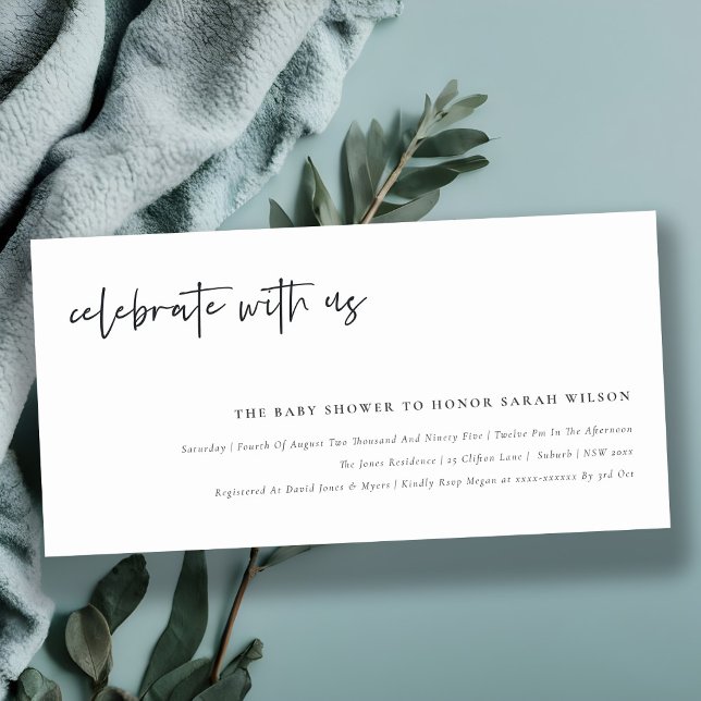 Cartão De Agradecimento Celebrar Convidado De Chá de fraldas De Caligrafia (Criador carregado)