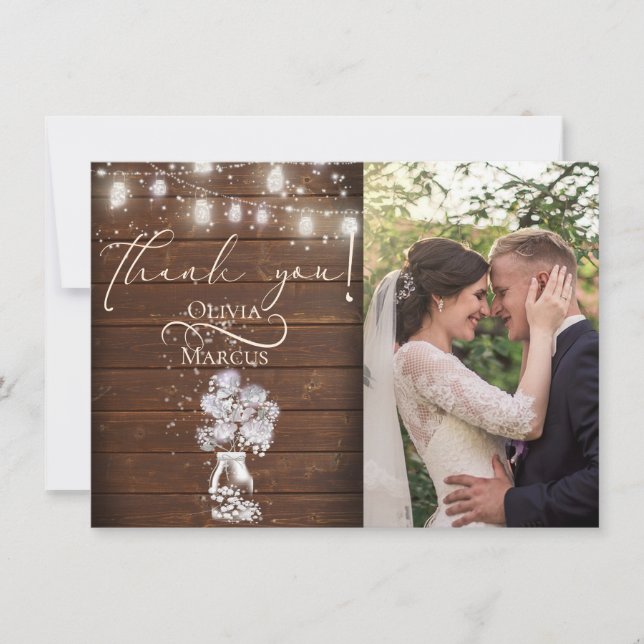 Cartão De Agradecimento Celeiro Rústico com Vagalumes (Frente)