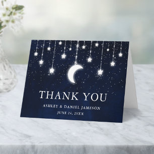 Cartão De Agradecimento Célestial Casamento Celeste Lua Estrelas Observa