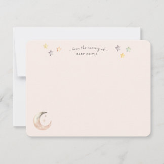 Cartão De Agradecimento  Celestial Moon and Stars Pink Baby Girl Shower