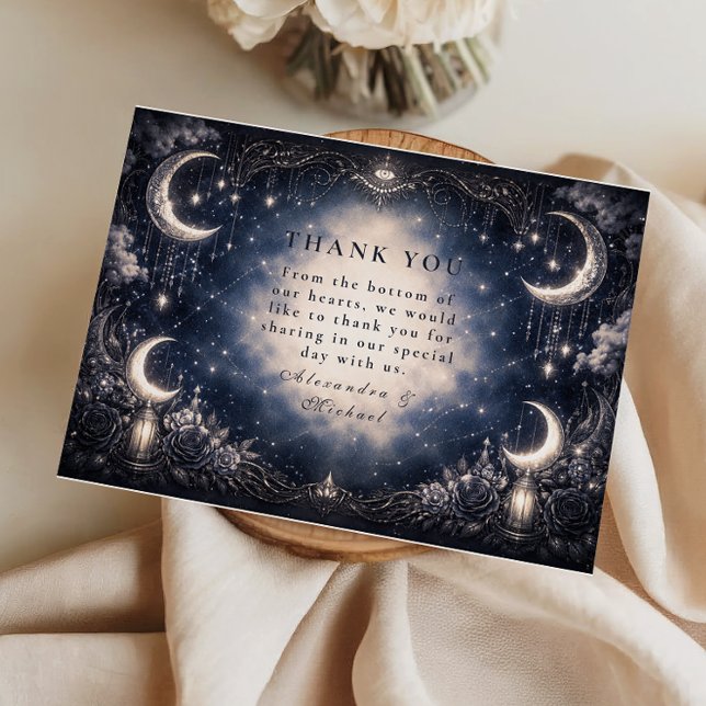 Cartão De Agradecimento Celestial Moon Gothic Wedding (Criador carregado)