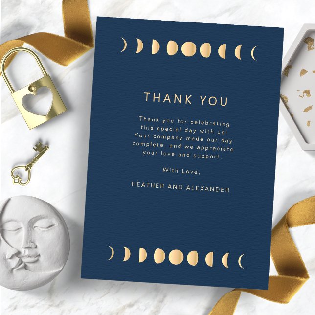 Cartão De Agradecimento Celestial Wedding (Navy and Gold Celestial Wedding Thank You Card
)