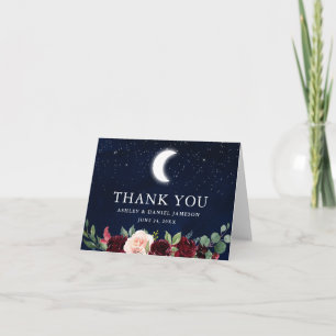 Cartão De Agradecimento Celestial Wedding Sky Moon Stars Nota Floral