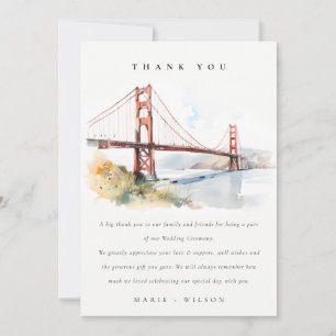 Cartão De Agradecimento Cena de Casamento da Ponte Golden Gate de São Fran