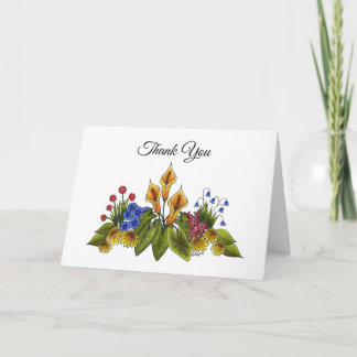 Cartão De Agradecimento Cena de Jardim Floral com Açucenas Amarelas Desenh