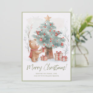 Cartão De Agradecimento Cena de Natal de Aquarela Célula Quimológica