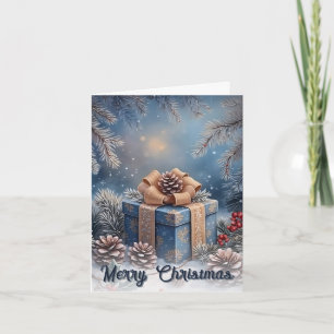 Cartão De Agradecimento Cena Mágica de Presente de Natal de Inverno
