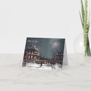 Cartão De Agradecimento Cena personalizada da Véspera de Natal Vitoriana E