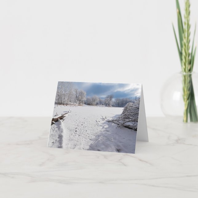 Cartão De Agradecimento cenas de inverno ao longo da lagoa e florestas de  (Frente)