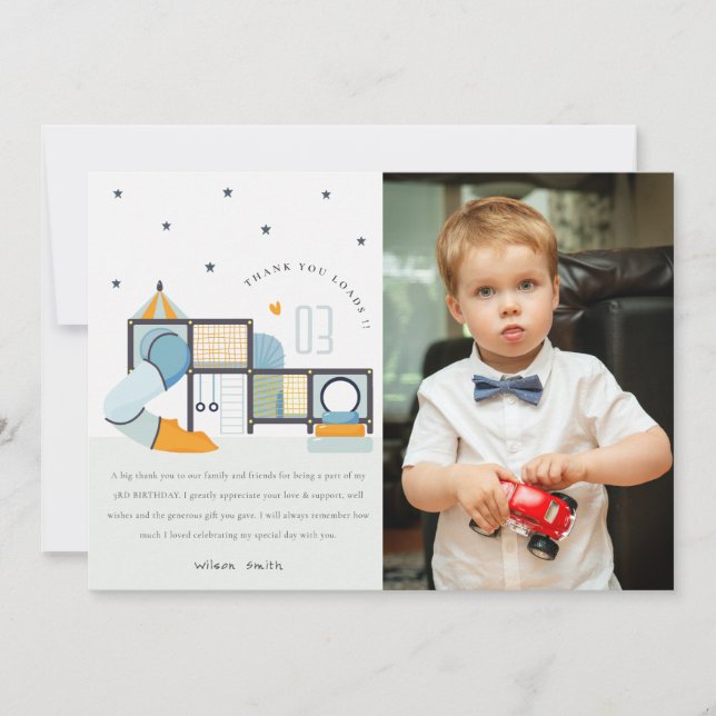 Cartão De Agradecimento Centro de Recreação Infantil Soft Play Foto Aniver (Frente)