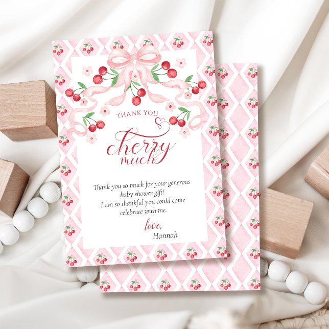 Cartão De Agradecimento Cereja no Chá de fraldas Superior (Criador carregado)