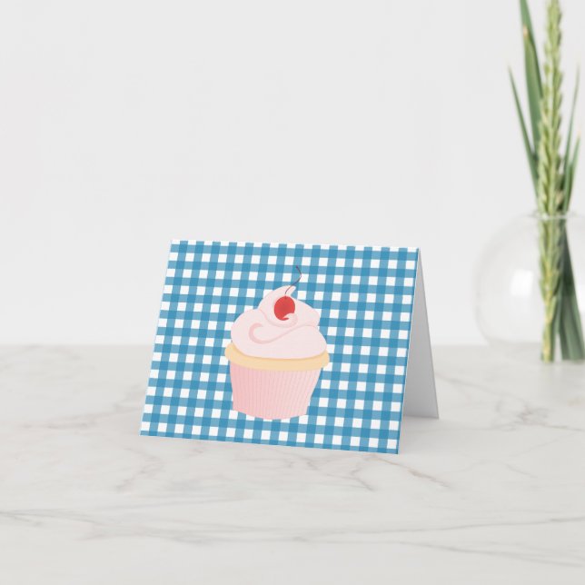 Cartão De Agradecimento Cereja no Cupcake Superior (Frente)
