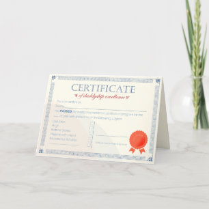 Cartão De Agradecimento Certificado de Excelência de Daddyship: Aprovado p