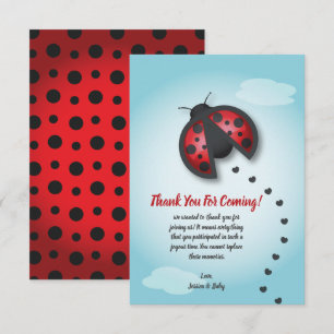 Cartão De Agradecimento Céu Azul e Vermelho Pequena Joaninha Está a Caminh