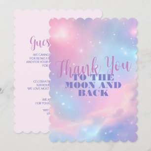 Cartão De Agradecimento Céu Estrelado Azul Rosa Cósmico Pastel Etéreo