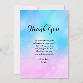 Cartão De Agradecimento Céu Gradiente de Pastel Rosa e Azul